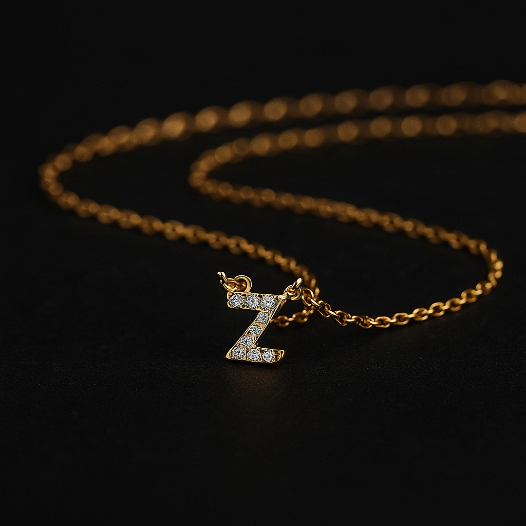 Elegant Alphabet Necklace – Initial A / Z