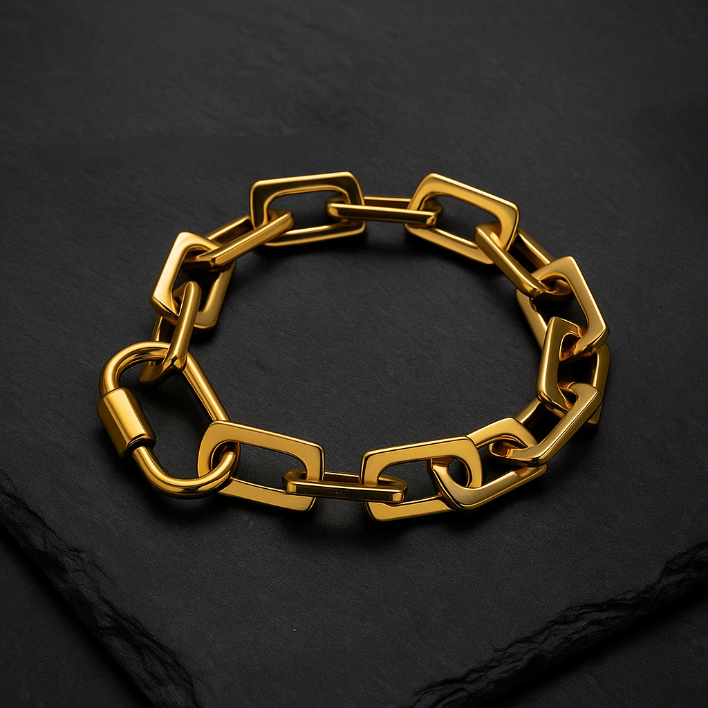 Signature Rectangular Chain Bracelet – Premium Stainless Steel