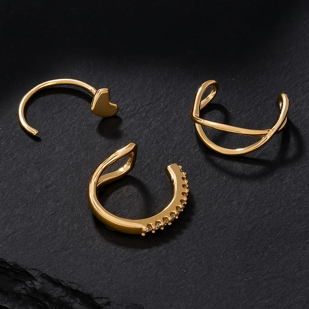 Set of 3 Elegant Ear Cuffs – No Piercing Needed