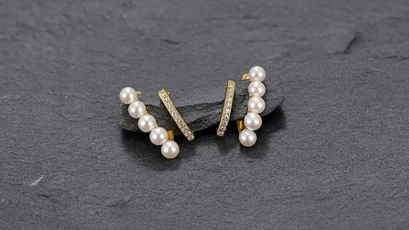 Pearl Line Glow Earrings – Premium Stainless Steel