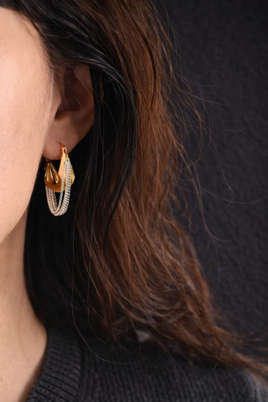 Aurora Chain Hoop Earrings – Premium Stainless Steel