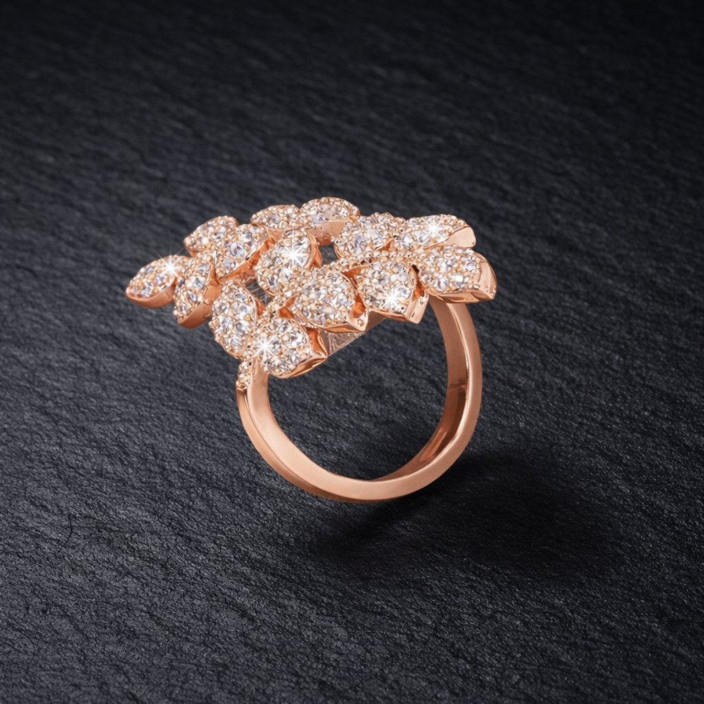 Golden Rose Bloom Ring – Premium Stainless Steel