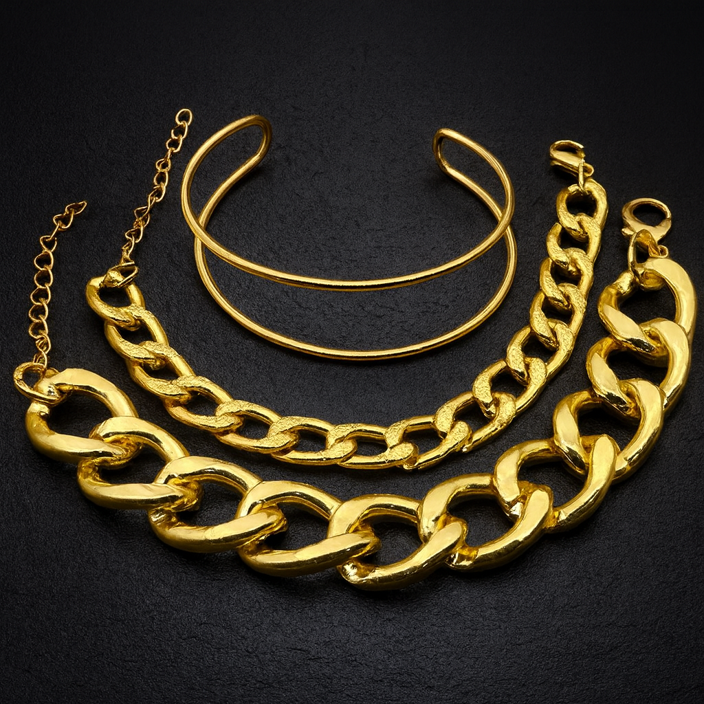 Bold Link Duo Bracelet – Premium Stainless Steel (Gold Finish)