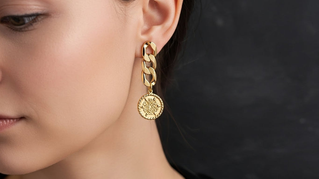 Imperial Coin Chain Earrings – Premium Stainless Steel