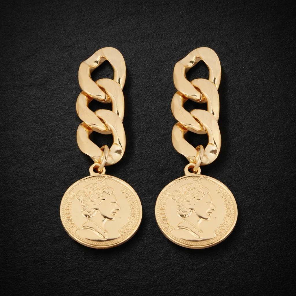 Imperial Coin Chain Earrings – Premium Stainless Steel