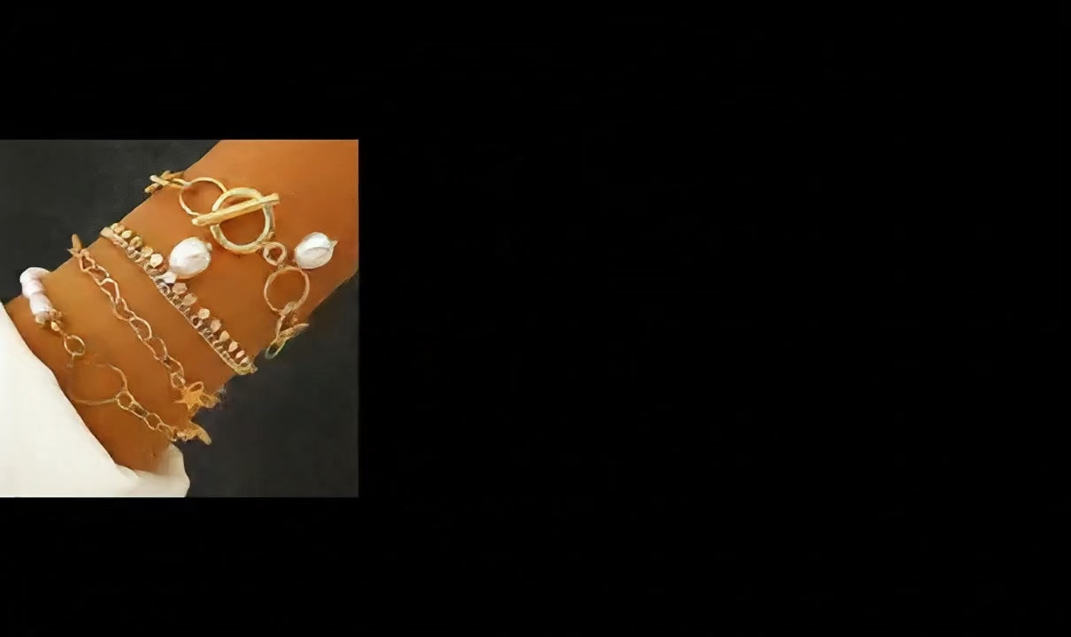 Celestial Pearl & Chain Bracelet – Premium Stainless Steel