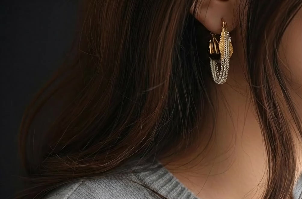 Aurora Chain Hoop Earrings – Premium Stainless Steel