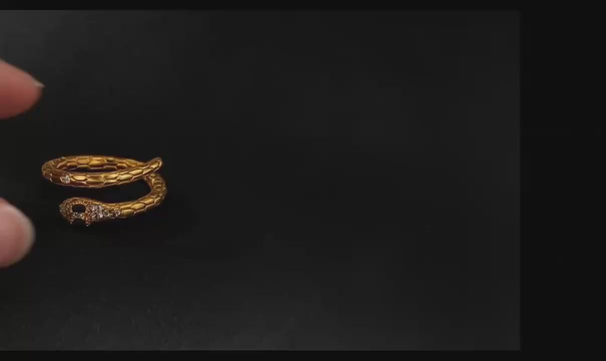 Golden Snake Ring – Adjustable with Sparkling Zircons