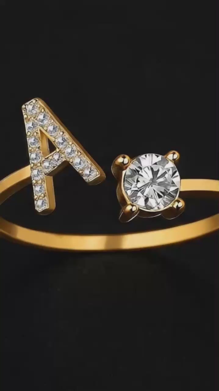 Elegant Alphabet Ring – Adjustable Initial Jewelry
