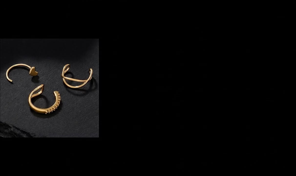 Set of 3 Elegant Ear Cuffs – No Piercing Needed