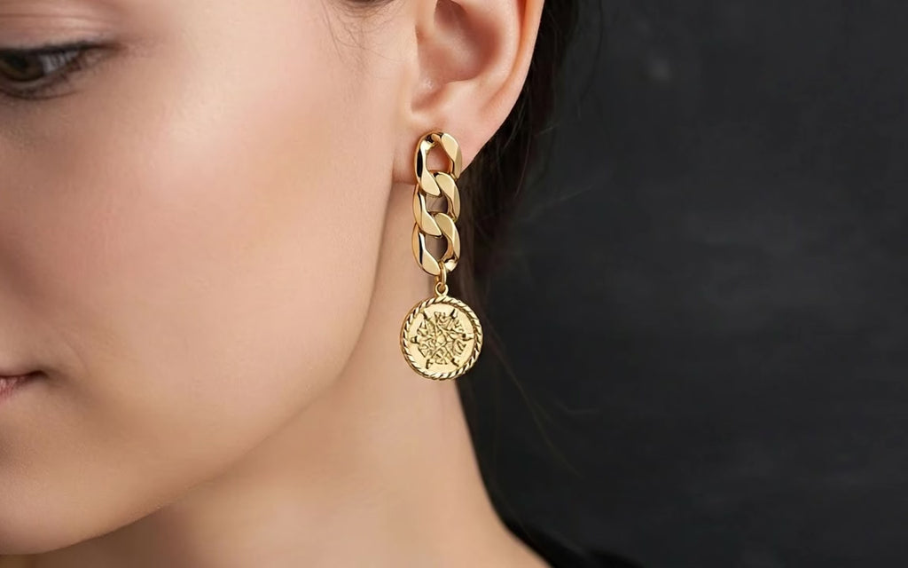 Imperial Coin Chain Earrings – Premium Stainless Steel