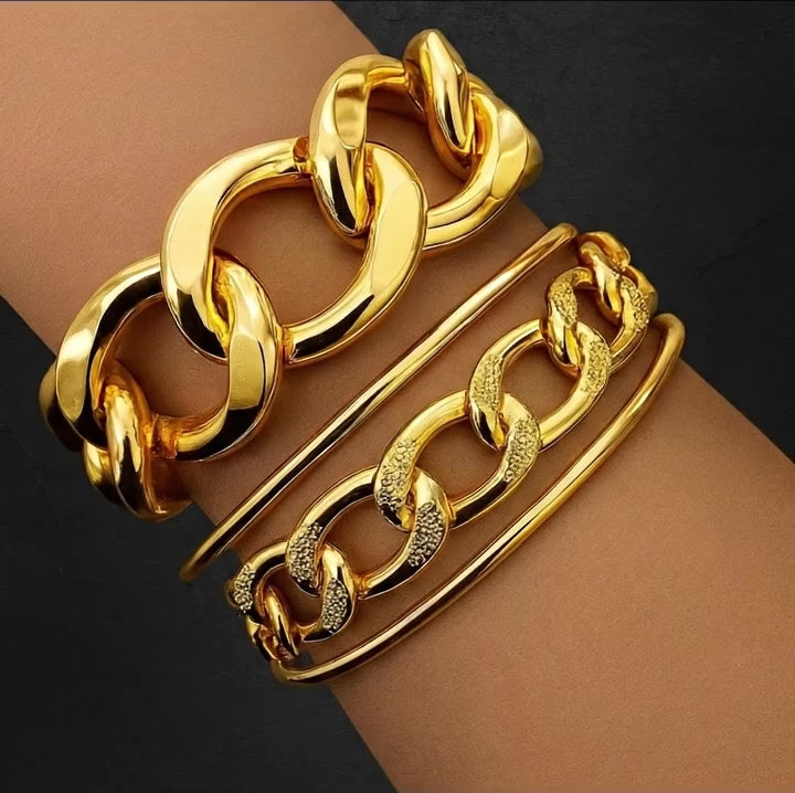 Bold Link Duo Bracelet – Premium Stainless Steel (Gold Finish)