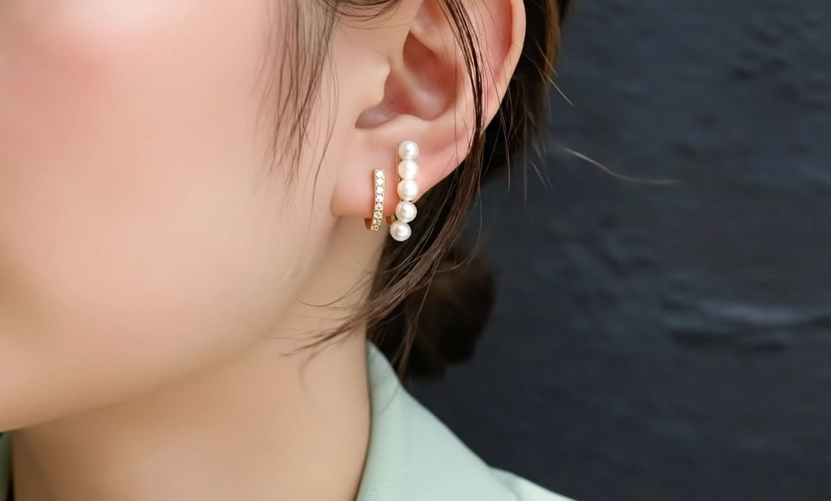 Pearl Line Glow Earrings – Premium Stainless Steel